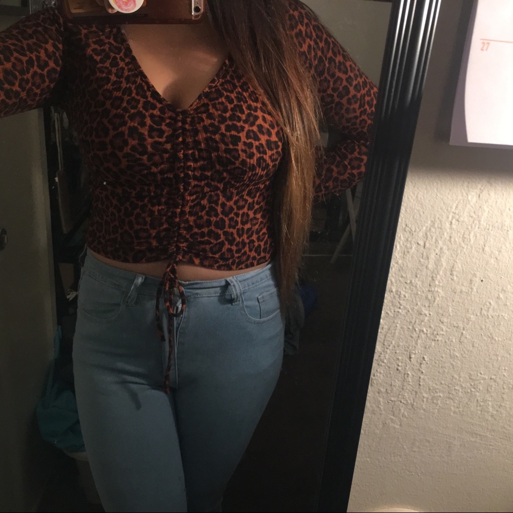 Leopard Ruched Top